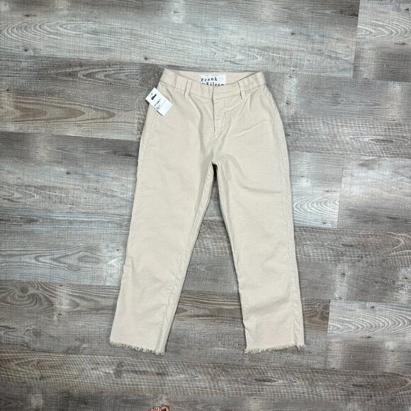 NWT Frank & Eileen Kinsale Blush Pink Cotton Blend Cropped Raw Hem Pants Sz 0 - Picture 2 of 14